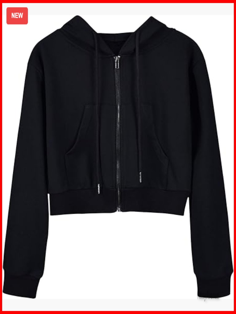 Cropped Zip Up Drawstring Hoodie Full Zip Crop Sweatshirt Workout Jacket